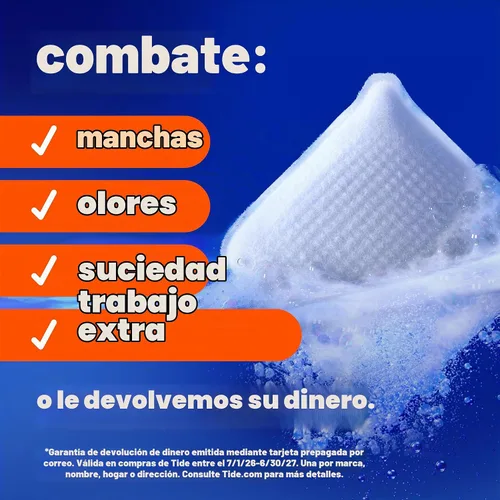 Vista 5 de Tide evo Detergente para ropa original que funciona en el 100% de las manchas comunes, detergente concentrado de viaje compatible con HE
