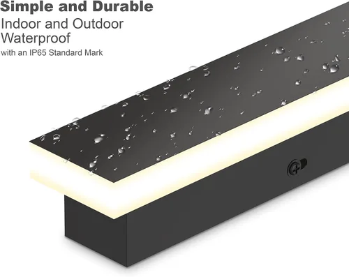 Vista 2 de LEEKI - Lámpara exterior moderna de 24 pulgadas - Luminaria exterior rectangular - 19W 3000K - IP65 Antióxido - Negro