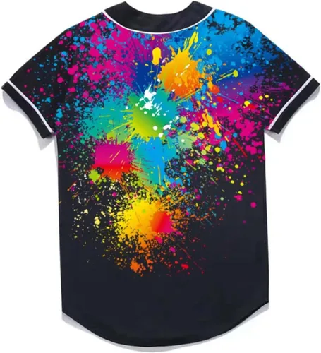 Vista 2 de Camisa de camuflaje para mujer, camiseta de béisbol Bel Air de los años 90, camiseta de manga corta con botones para club y pub