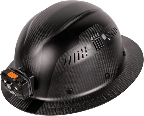 Vista 16 de Klein Tools 60514 Casco duro, ala completa de fibra de carbono serie K12, linterna frontal recargable, ventilada, clase C, tipo 1, Spartan