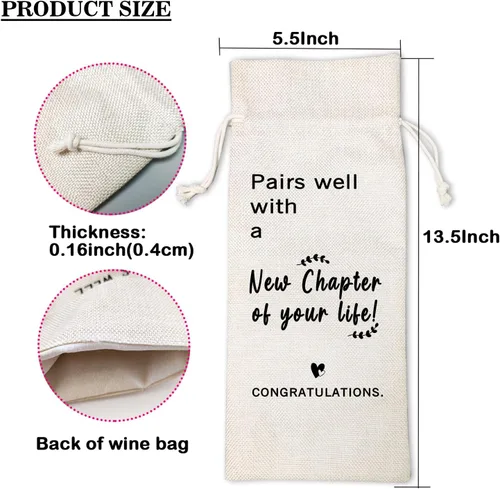 Vista 4 de LANBAIHE Bolsa de vino para regalos de trabajo, regalos de despedida para amigos, compañeros de trabajo, mujeres, colegas, jefes, bolsa de vino