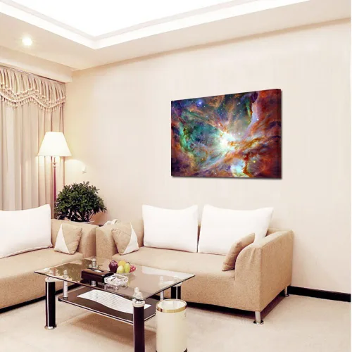 Vista 4 de KREATIVE ARTS Impresiones en lienzo para pared, diseño de nube cósmica, estrellas, nebulosa, cielo nocturno, por la NASA, decoración moderna