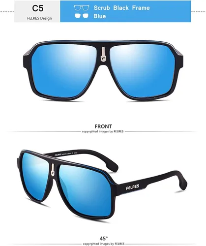 Vista 2 de FELRES Gafas de sol clásicas de aviador para hombre para conducción al aire libre deportes ciclismo polarizadas F103