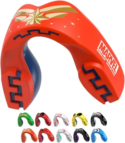 Vista 19 de Marvel Protector bucal deportivo, protector bucal de doble capa para adultos y jóvenes con estuche (bestia, junior (hasta 11 años)) Youth <11