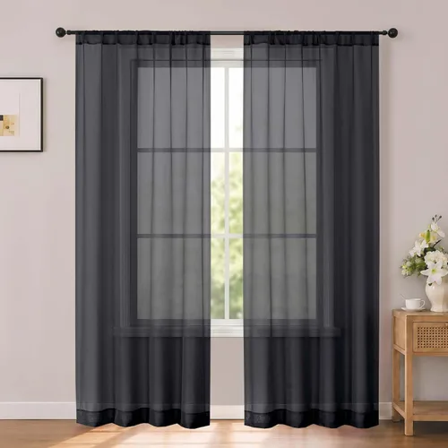 Vista 39 de OWENIE White Sheer Curtains 96 Inches Long 2 Panels for Living Room 52 Wide