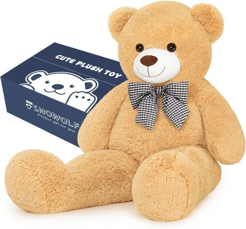 Vista 7 de SNOWOLF Oso de peluche gigante de 47 pulgadas, regalo para el Día de la Madre, oso de peluche gigante de 47 pulgadas, lindo oso suave de tamaño real