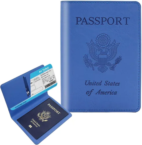 Vista 9 de Cnycmy - Funda para pasaporte para viajes, funda para pasaporte con RFID ABC-Rosa