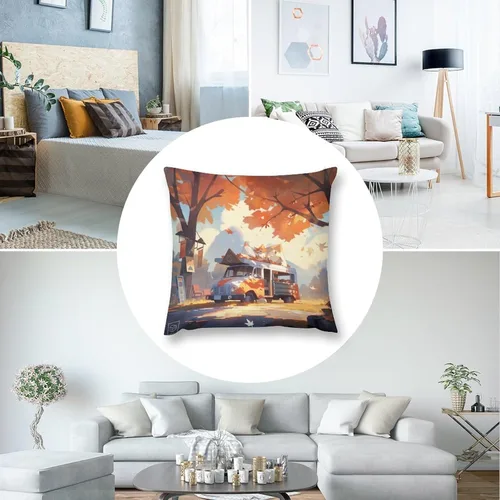 Vista 5 de Fundas de almohada para sofá de 12 x 12 pulgadas, diseño cuadrado de otoño y granja campestre, suave, estampado de doble cara, fundas decorativas