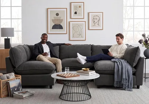 Vista 22 de Iroomy Oversized Modular Sectional Sofa, Chenille Cloud Couch, Deep Comfy Seat, 4-Seater Sofas, Couches, Living Room, Beige