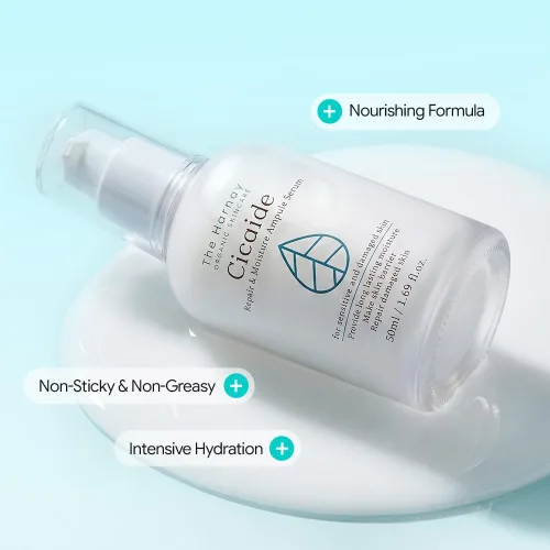 Vista 6 de Ampolla Cicaide 1.69 fl oz Suero facial coreano centella asiática para pieles sensibles Calmante, hidratación profunda y cuidado de los poros