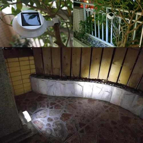 Vista 6 de Luces LED de canalón, 3 luces LED solares para exteriores, impermeables, para jardín, patio, lámpara de pared con soporte para valla, pared