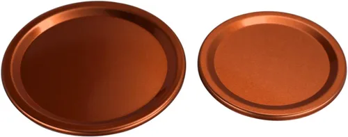 Vista 3 de Insertos de tapa de almacenamiento plana de aluminio de color cobre para tarros Mason (paquete de 10, boca regular)