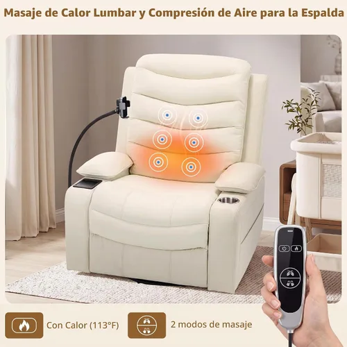 Vista 6 de Olela Auto Glider reclinable, silla mecedora automática del cuarto del bebé Beige
