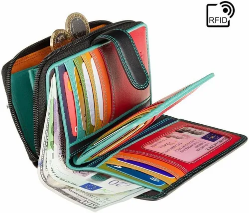 Vista 4 de Visconti RIO 13 - Cartera grande de piel suave para mujer, Rhumba Negra, Cartera grande