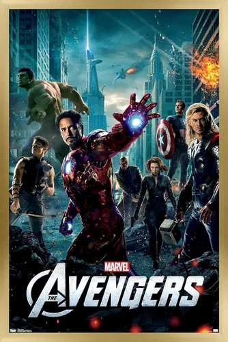 Vista 14 de Marvel Avengers: Póster de pared de una hoja, 22.4 pulgadas de largo x 14.7 pulgadas de ancho, versión enmarcada de madera de granero