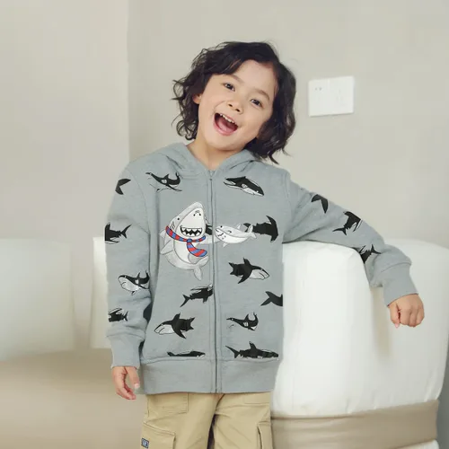 Vista 2 de Sudadera con capucha para niños pequeños, sudadera con capucha para bebé, con cremallera, abrigo de manga larga para invierno, camisas con capucha