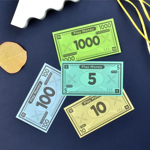 Vista 7 de Queensell Dinero de juego adecuado para juegos de mesa Monopoly – 480 piezas de 60 billetes de cada denominación – Papel de impresión de doble cara