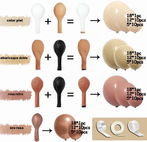 Vista 2 de Boho Balloons Guirnalda de Globos Rosa Nude Doble Relleno Crema Mate Rosa Dusty Kit de Arco de Globos para Cumpleaños Baby Showers, Bodas Desnudo