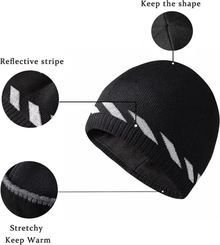 Vista 2 de Gorros de vellón para hombre, resistentes al viento, elásticos, de punto de invierno, para exteriores, esquí, correr