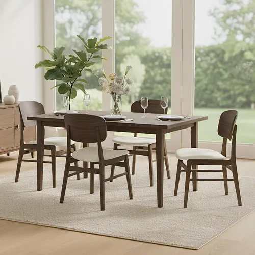 Vista 21 de KISLOT - Juego de 2 sillas de comedor de madera, sillas de cocina tapizadas, originales