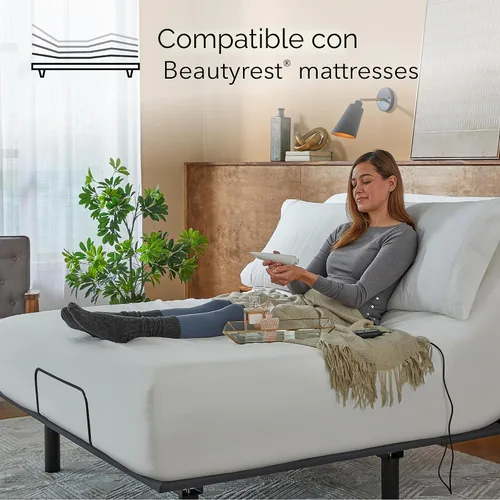 Vista 6 de Beautyrest baselogic Nivel 1 - Base de cama ajustable individual XL - Ajuste de la cabecera, control remoto con cable, patas removibles para diseño