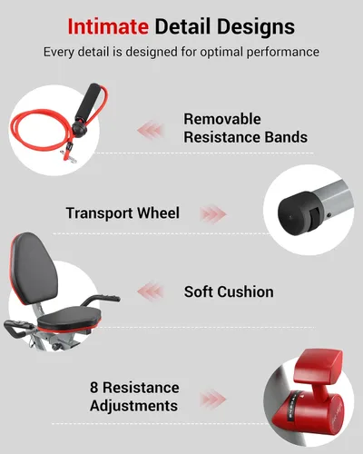 Vista 14 de ECHANFIT Recumbent Exercise Bike with Arm Exerciser for Home - Elliptical Recumbent Cross Trainer with Backlit Display, Pulse Sensor, 8-Level