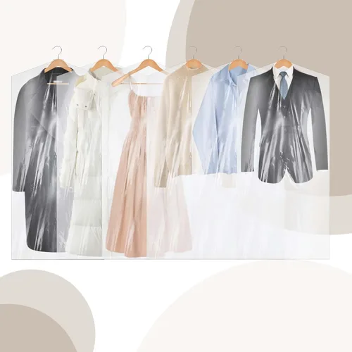 Vista 6 de 10 bolsas de ropa de 23.6 x 47.2 in, bolsas de plástico para ropa, bolsas de plástico transparente para colgar ropa, fundas para ropa