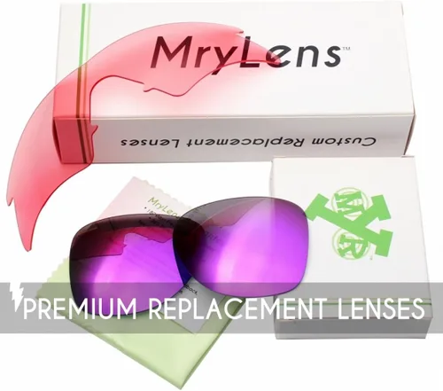 Vista 5 de Mryok 4 pares de lentes polarizadas de repuesto para gafas de sol Oakley Ravishing, color negro sigiloso, rojo fuego, azul hielotitanio plateado