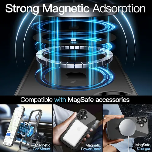 Vista 4 de JETech Funda magnética para iPhone 17 de 6.3 pulgadas, compatible con MagSafe, protector de teléfono a prueba de golpes, parte trasera transparente