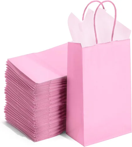 Vista 12 de DjinnGlory Paquete de 100 bolsas de regalo pequeñas de papel azul marino náutico con asas, juego a granel para graduaciones, pequeñas empresas