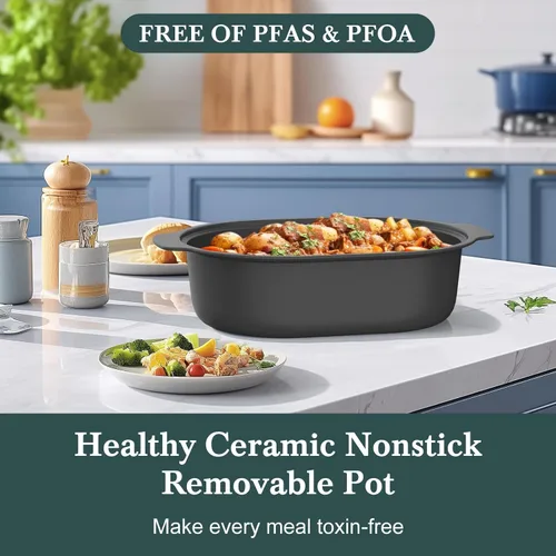 Vista 6 de 6 Quart Multi-Cooker, with 8-in-1 Casserole Programmable Slow Cooker, Dutch Oven, Pasta, Nonstick, Oven Safe Pot to 500°F Brown Sugar