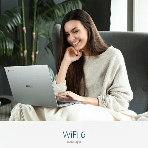 Vista 9 de ASUS Chromebook 14" FHD portátil, Intel Celeron N4500, 4 GB de RAM, 128 GB (64 GB eMMC+tarjeta SD de 64 GB), antirreflejo, resistente, hogar