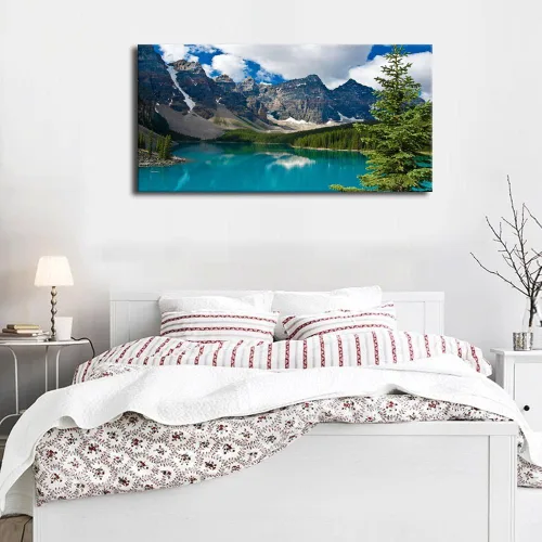 Vista 4 de yearainn Lienzo grande de Moraine Lake para pared, decoración de pared para dormitorio, imagen de montaña, lienzo, decoración de sala de estar