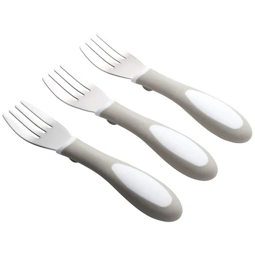 Vista 11 de ECR4Kids My First Meal Pal Cucharas de acero inoxidable, cubiertos para niños pequeños, blanco, gris claro, paquete de 3