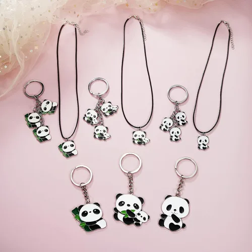 Vista 5 de Collar de panda para niñas, encantador llavero panda pulsera panda regalo para adolescentes