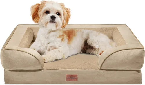 Vista 103 de Comfort Expression - Cama ortopédica para perros medianos, 28 x 19 pulgadas, cama impermeable y de apoyo de espuma con cojines removibles, sofá