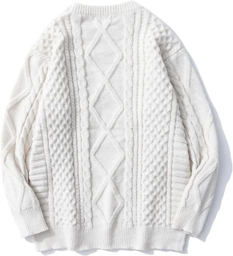 Vista 22 de Aelfric Eden Oversized Knit Sweater Solid Vintage Pullover Unisex Woven Crewneck Knitted Tops