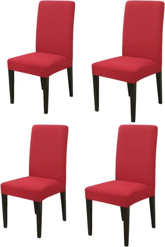 Vista 13 de Chickwin Paquete de 2 fundas elásticas para sillas de comedor, fundas elásticas negras para sillas de cocina, de elastano, sin brazos, ideales
