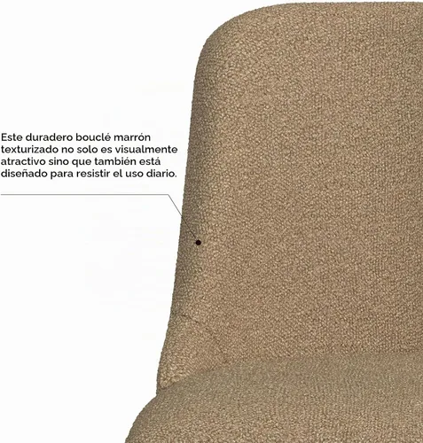 Vista 5 de [Usado] Homepop Decoración del hogar Silla de comedor lateral tapizada Hemet Gayle Muebles decorativos para el hogar, bouclé marrón