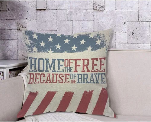 Vista 4 de AOYEGO Americana - Funda de almohada patriótica para el Día de la Independencia America Home Because of The Brave, funda de almohada decorativa