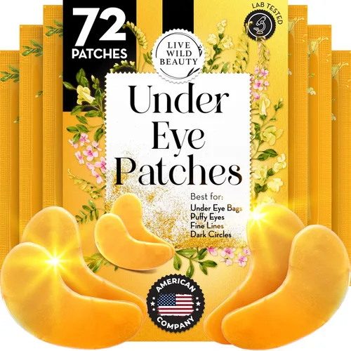 Vista 7 de PatchRx - Parches dorados para debajo de los ojos (144 parches) para ojos hinchados y ojeras con colágeno puro, máscaras de gel para ojos de 24
