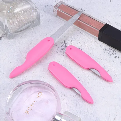 Vista 5 de Uonlytech Lima de uñas profesional, 3 limas de uñas plegables de doble cara, lima de uñas plegable de acero inoxidable, herramientas de manicura