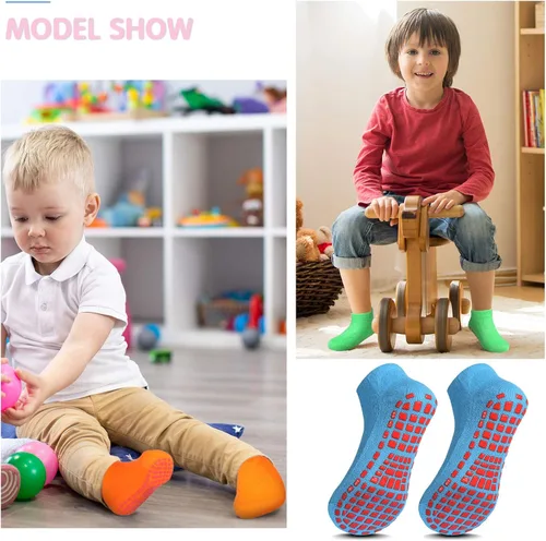 Vista 6 de 12 pares de calcetines antideslizantes para niños y niñas como se muestra en las fotos