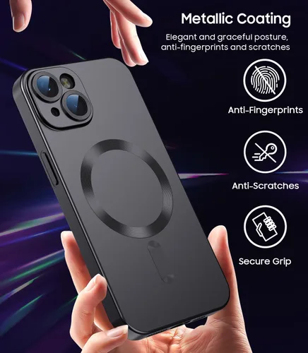 Vista 6 de LEKEVO Funda magnética para iPhone 13 [compatible con MagSafe] [protector de lente de cámara integrado] Funda delgada de silicona suave a prueba