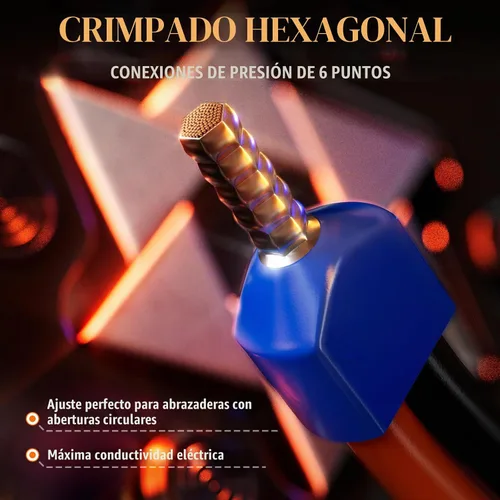 Vista 5 de PEBA Kit de herramientas de prensado de virola, virolas de alambre con virolas gemelas, AWG 28-7 21 Sizes Insulated Ferrules, Hex Ratchet Crimper