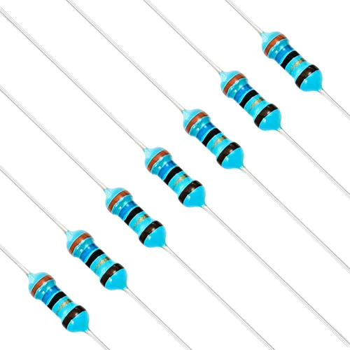Vista 120 de Chanzon 100 piezas 1 Ω ohm Resistencia 1/4 W (0.25 W) Resistencia fija de película metálica 0.01 ±1% Tolerancia 1R MF Resistencias de agujero