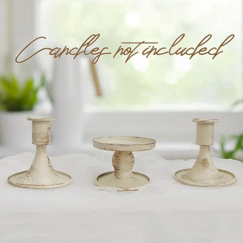 Vista 7 de Unity - Portavelas de boda – Portavelas cónicos para velas de pilar, 3 piezas de metal blanco Unity Candelabros – Decoración rústica para el hogar