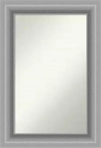 Vista 334 de Amanti Art Espejo de baño plateado para sobre fregadero, 26 x 26 pulgadas, espejo cuadrado de níquel pulido, marco de madera tradicional mediano, se