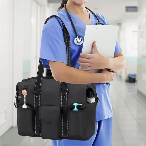 Vista 13 de Damero Bolsa de enfermera con funda para laptop para el trabajo y el cuidado del hogar, estudiantes de medicina
