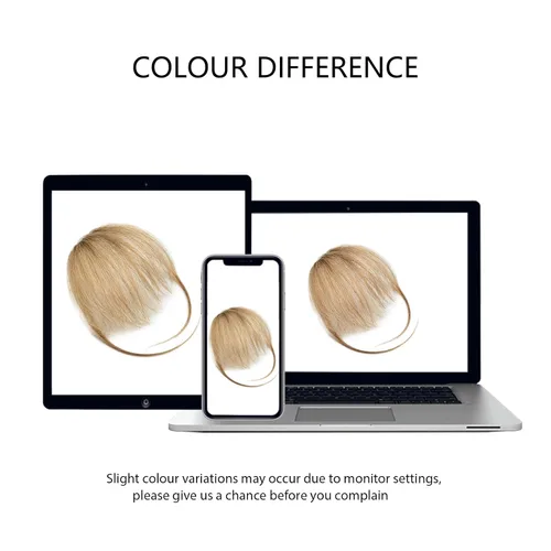 Vista 7 de Extensiones de cabello humano con clip, de cara frontal plana, flequillo, con sienes, rubio oscuro, suave, piezas de cabello humano real para mujer